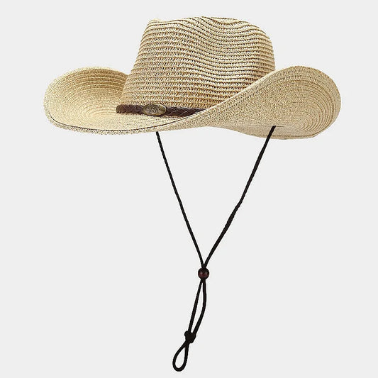 Unisex Wide Brim Sun Hat Adjustable Breathable Straw Cap