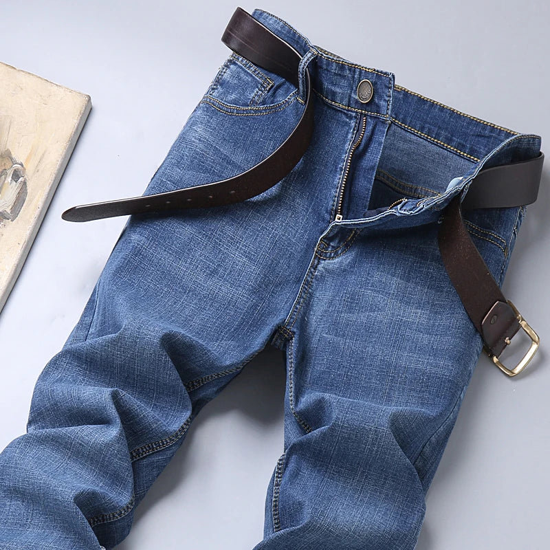 Mens Casual Jeans Slim Fit Stretch Denim Trousers For Spring Autumn