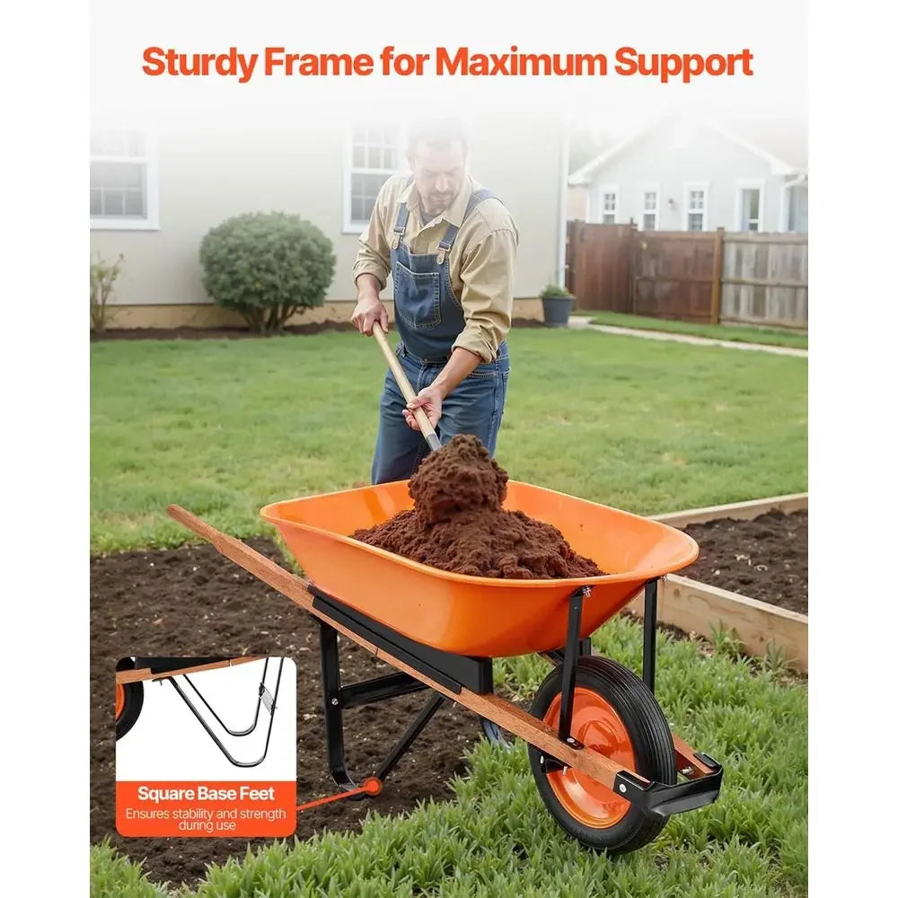 Single Wheel Garden Cart 5 Cu Ft Capacity 265 Pounds