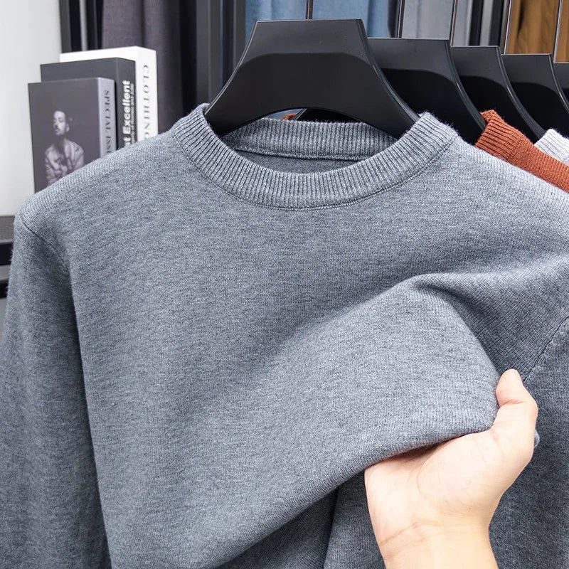 Men's Casual Knit Sweater Round Neck Diamond Pattern