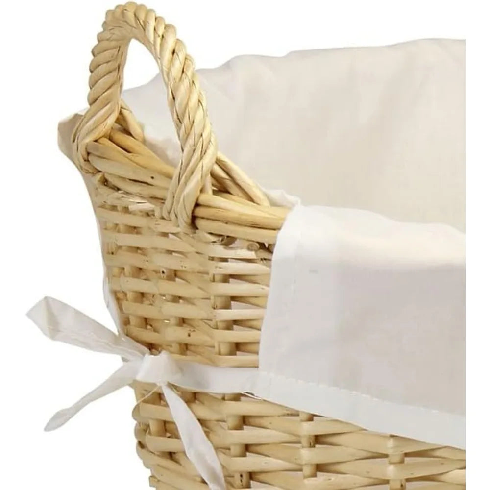 Handwoven Willow Laundry Basket With Removable Liner For Residence OrganizationPlus