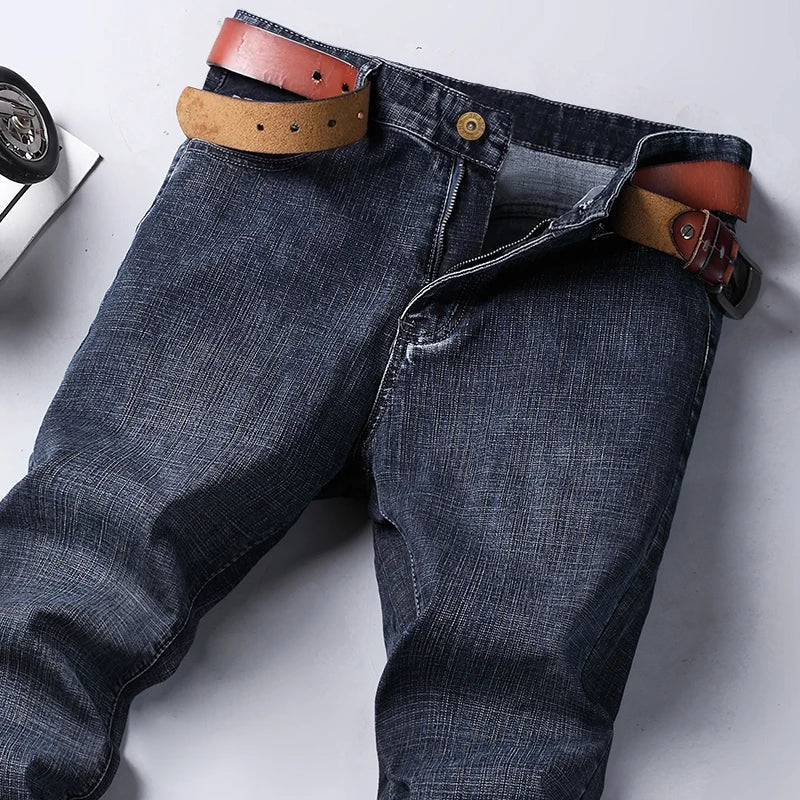 Mens Casual Jeans Slim Fit Stretch Denim Trousers For Spring Autumn