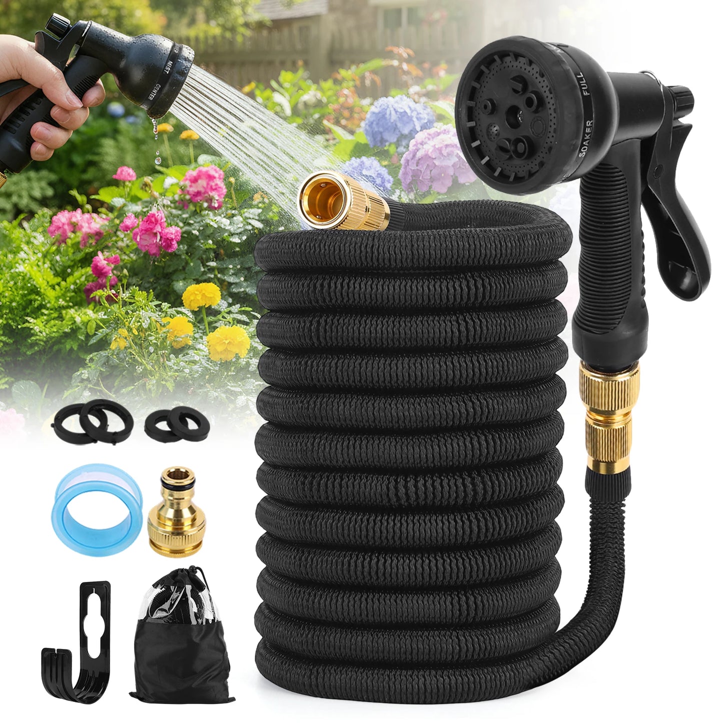Shunmaii Expandable Garden Hose With 8 Mode Spray Gun