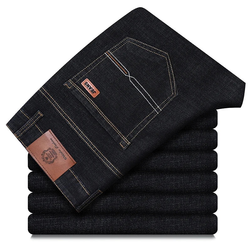 Men's Casual Straight Fit Stretch Denim Jeans For Everyday Work