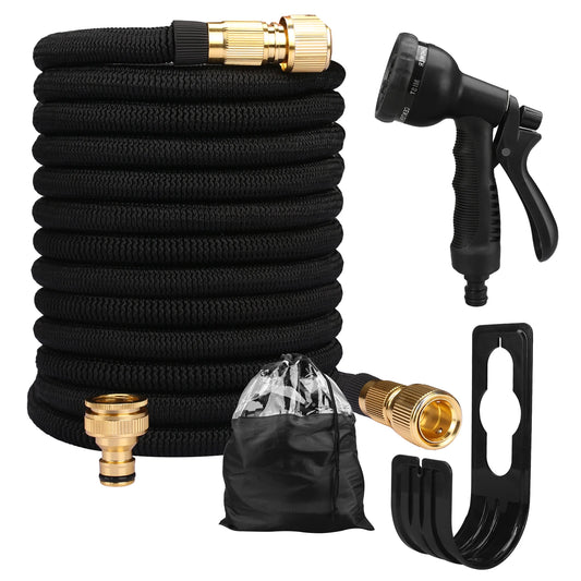 Expandable Garden Hose With 8 Pattern Spray Gun NoKink Reel