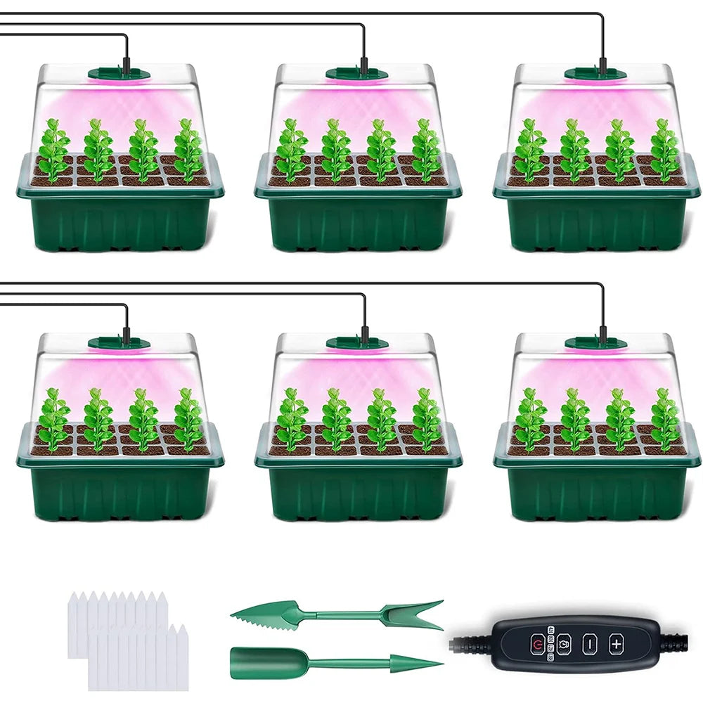 JGT Full Spectrum LED Grow Lights With Seedling Trays Humidity Dome