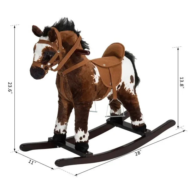 NONECN Rocking Horse Plush Ride On Toy For Toddlers
