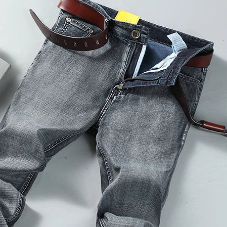 Mens Casual Jeans Slim Fit Stretch Denim Trousers For Spring Autumn