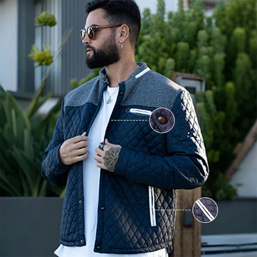 Men's Winter Bomber Jacket Quilted Waterproof Lightweight Business Casual Outerwear