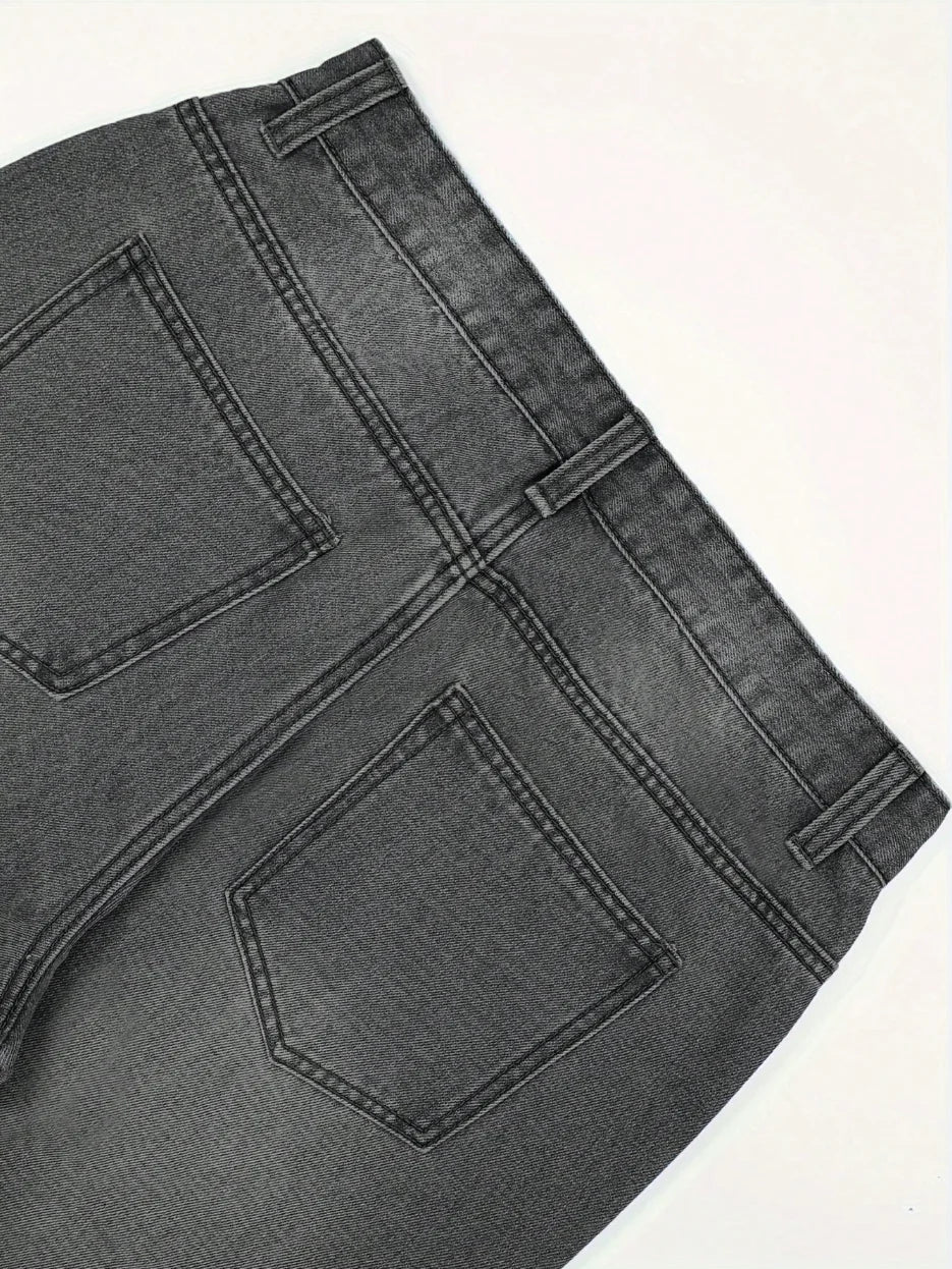 Men Anime Spring Casual Star Patched Jeans With Pockets