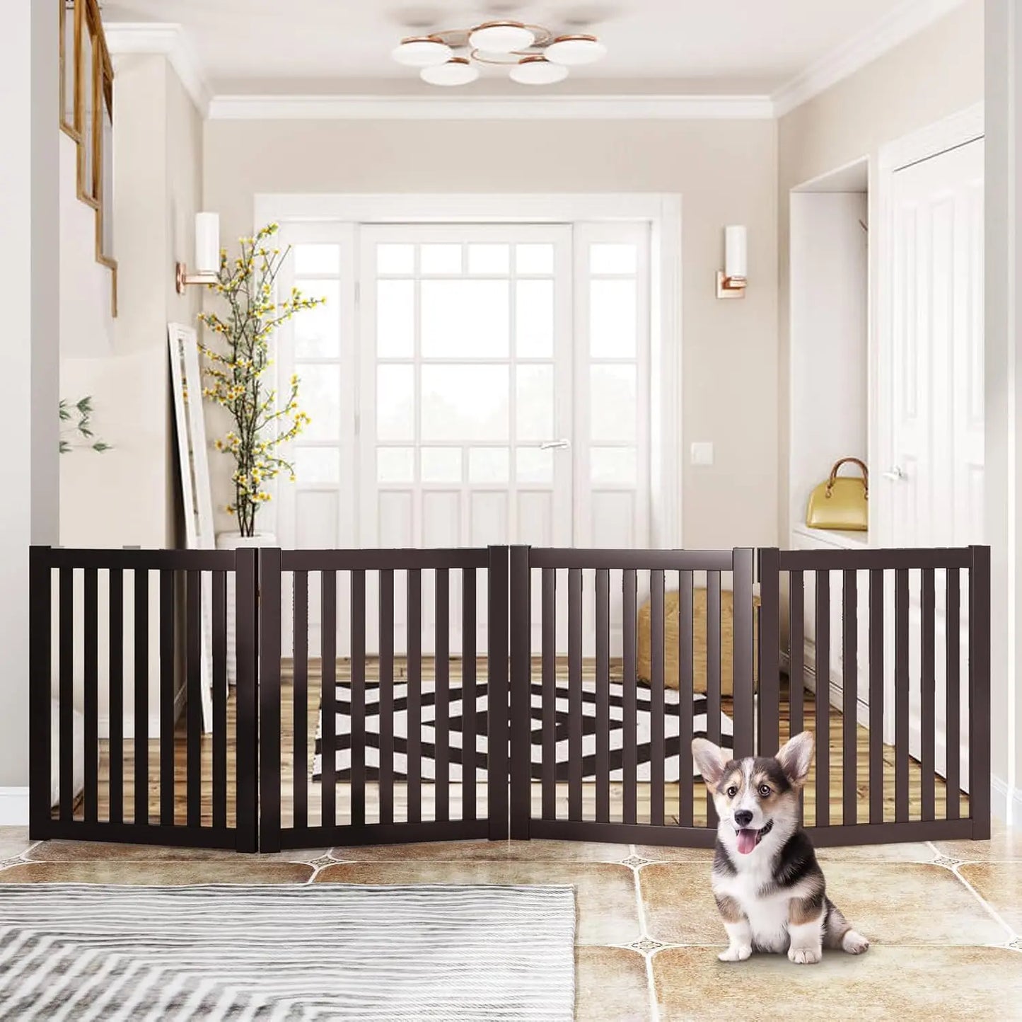 Foldable Wooden Pet Gate for Indoor Use
