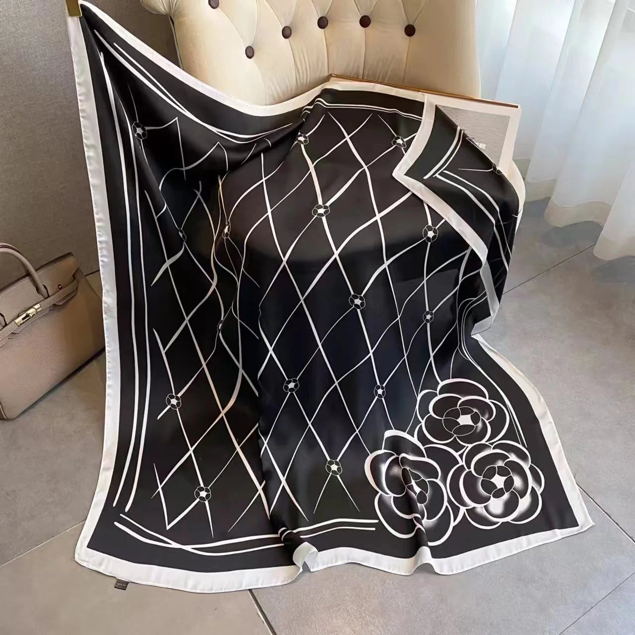Horse Print Square Scarf For Women Polyester Windproof Head Wrap