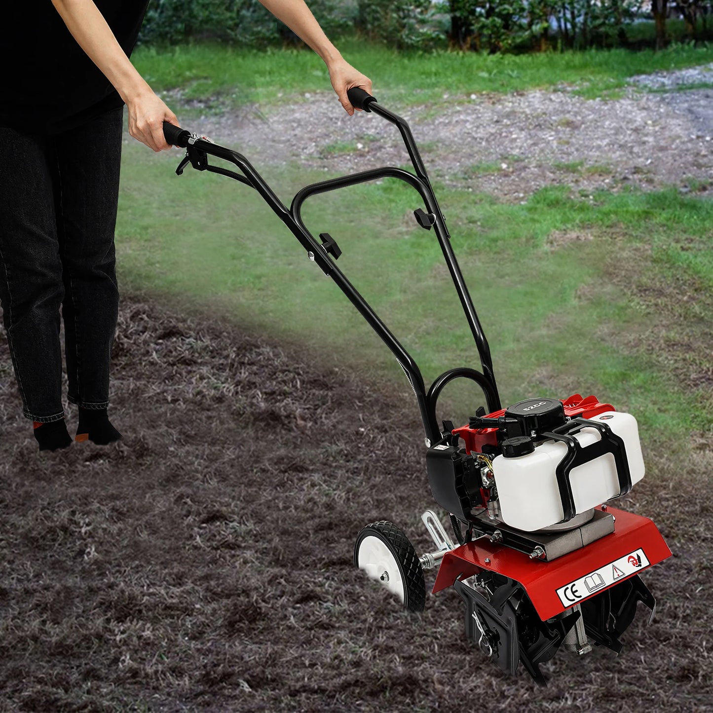 Powerful 52CC 1700W Garden Gasoline Tiller Cultivator Garden Loosening Soil Machine Gas Powered Tiller Cultivator Rototiller