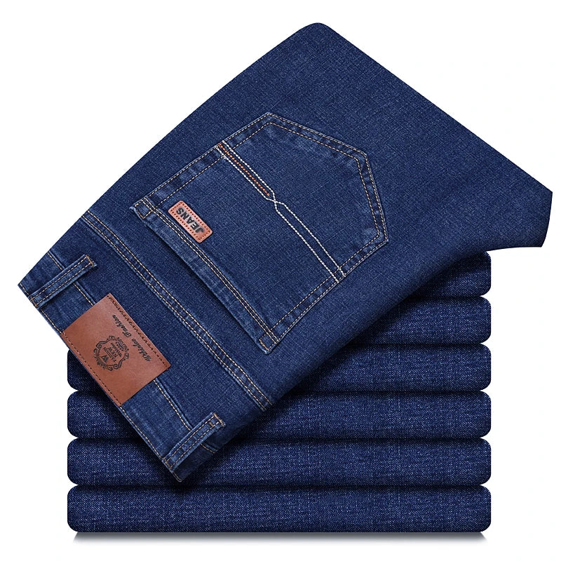 Men's Casual Straight Fit Stretch Denim Jeans For Everyday Work