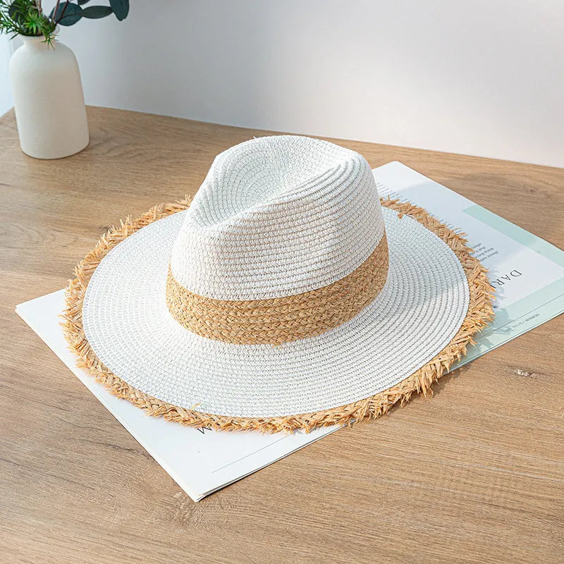 TrancyfineCN Unisex Straw Fedora Hat Travel Beach Sun Hat