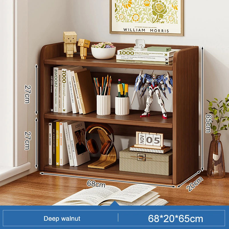 Three Tier Wood Bookcase Storage Shelf for Home Office Desk