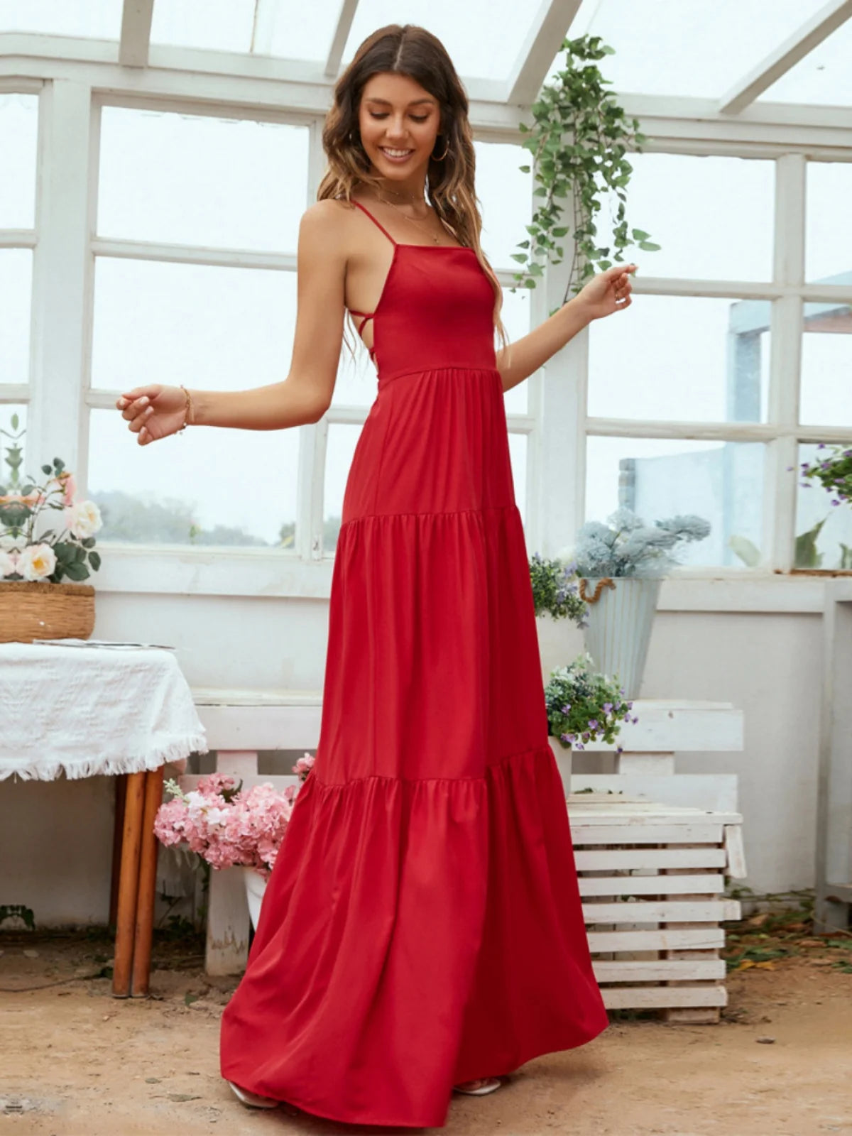 Others Long Evening Gown With Straps A Line Polyester Dress