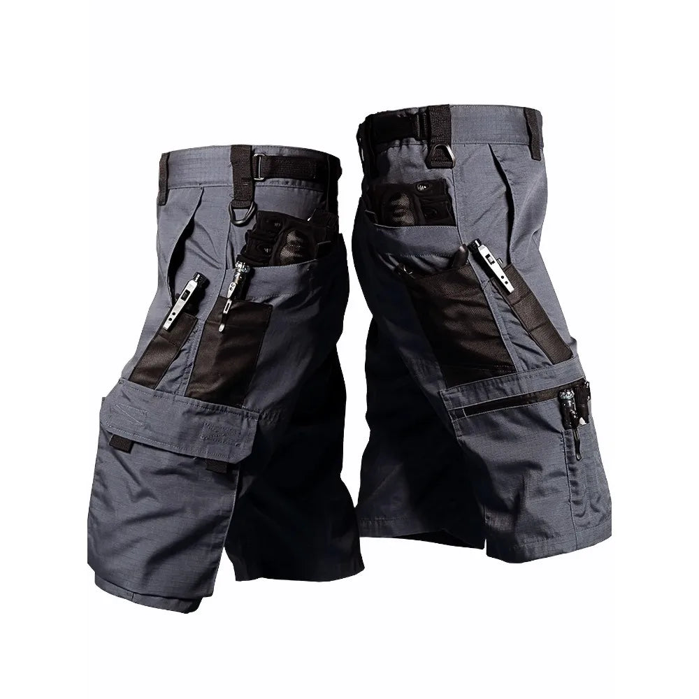 YKS JOOBCN Men's Multi-Pocket Outdoor Shorts Waterproof Wear-Resistant