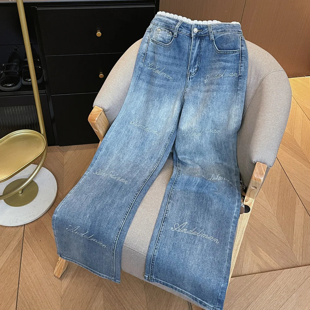 Nowsaa Women High Waist Straight Denim Jeans With Pockets
