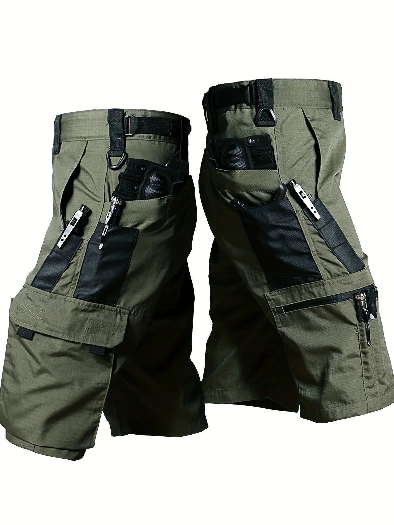 YKS JOOBCN Men's Multi-Pocket Outdoor Shorts Waterproof Wear-Resistant