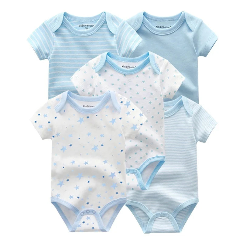 Kiddiezoom Summer 5 Piece Cartoon Bodysuits For Babies
