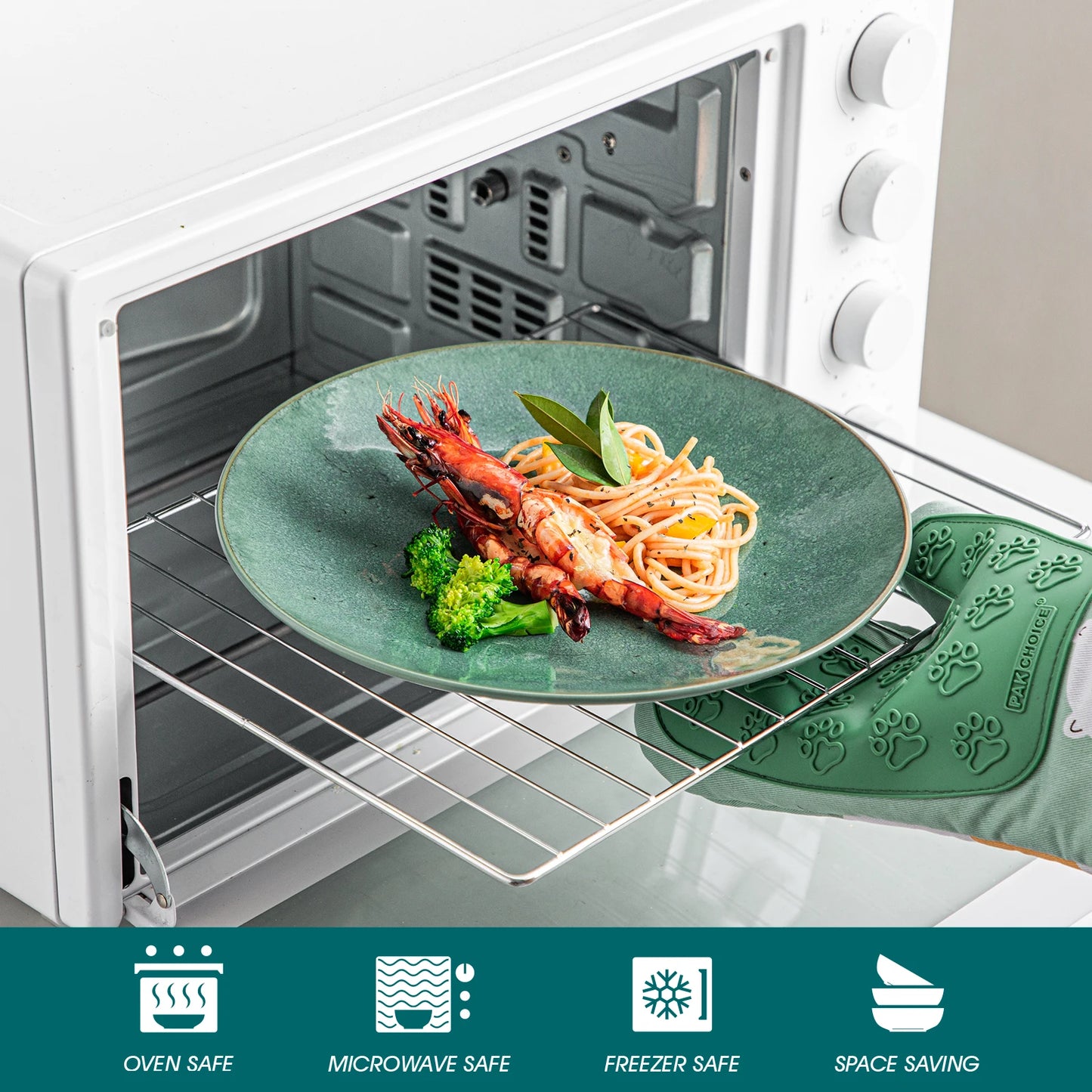 Malacasa Karst Embossed Green Ceramic Dinnerware Set