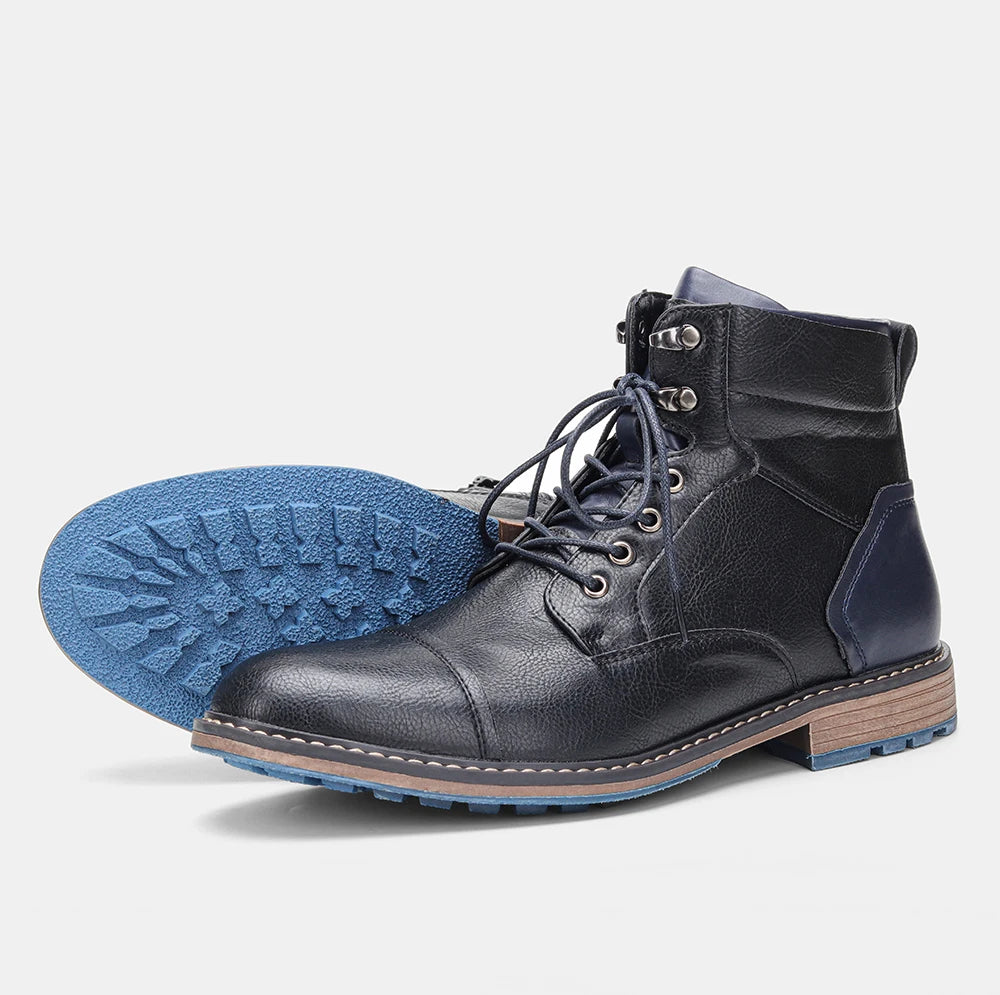 Hecrafted Men's Retro Leather Ankle Boots for Comfortable Spring Fashion and Everyday Wear