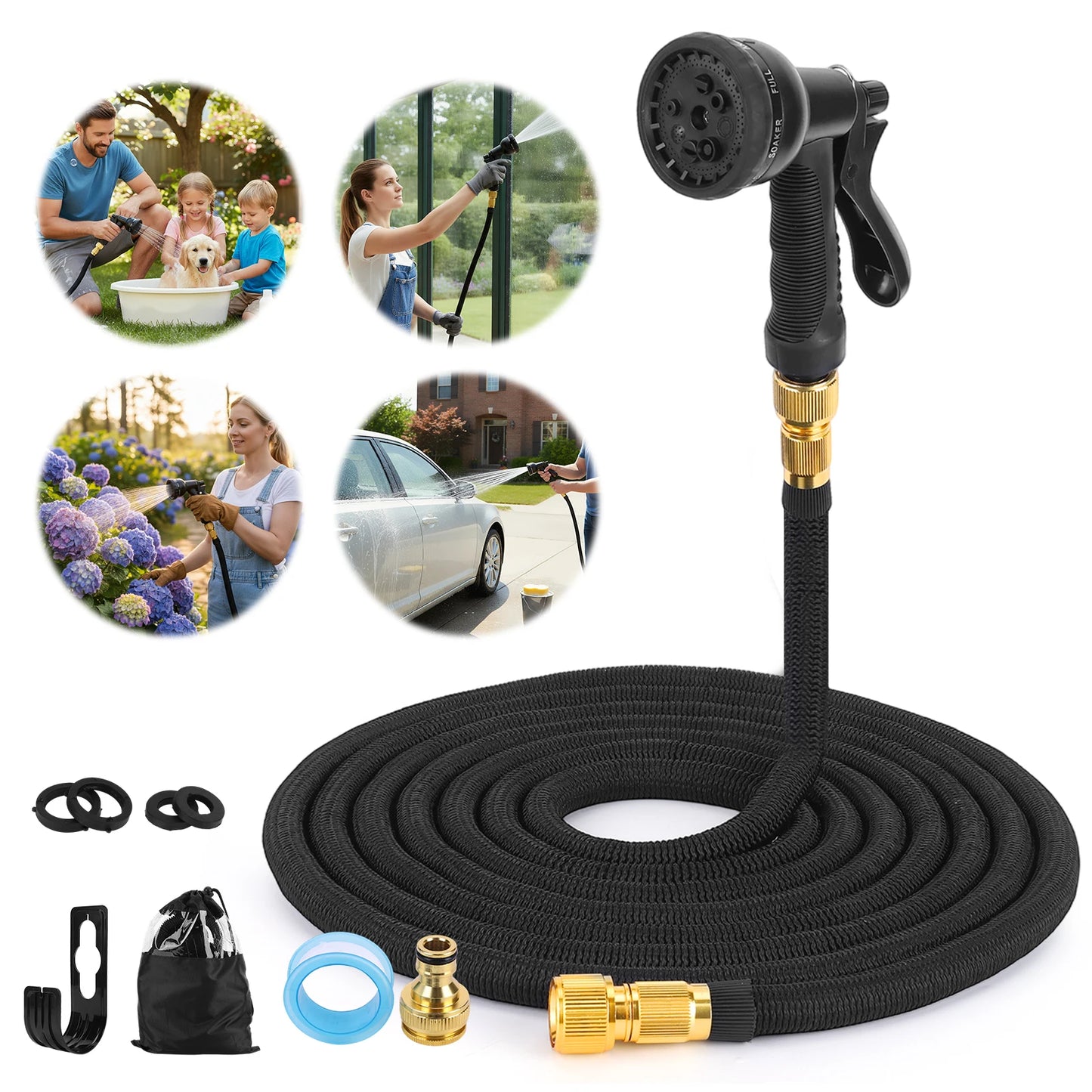 Shunmaii Expandable Garden Hose With 8 Mode Spray Gun