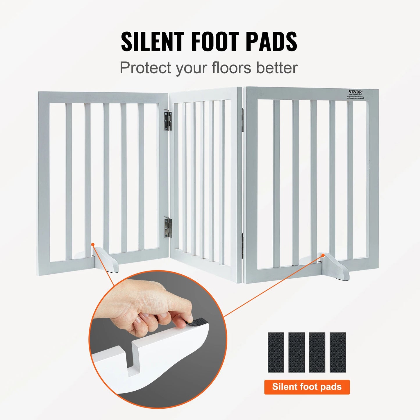 SucceBuy Free Standing Dog Gate 3-Panel Foldable Barrier