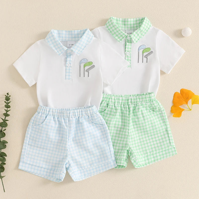 Emmababy Boys 2 Piece Set With Golf Club Embroidery