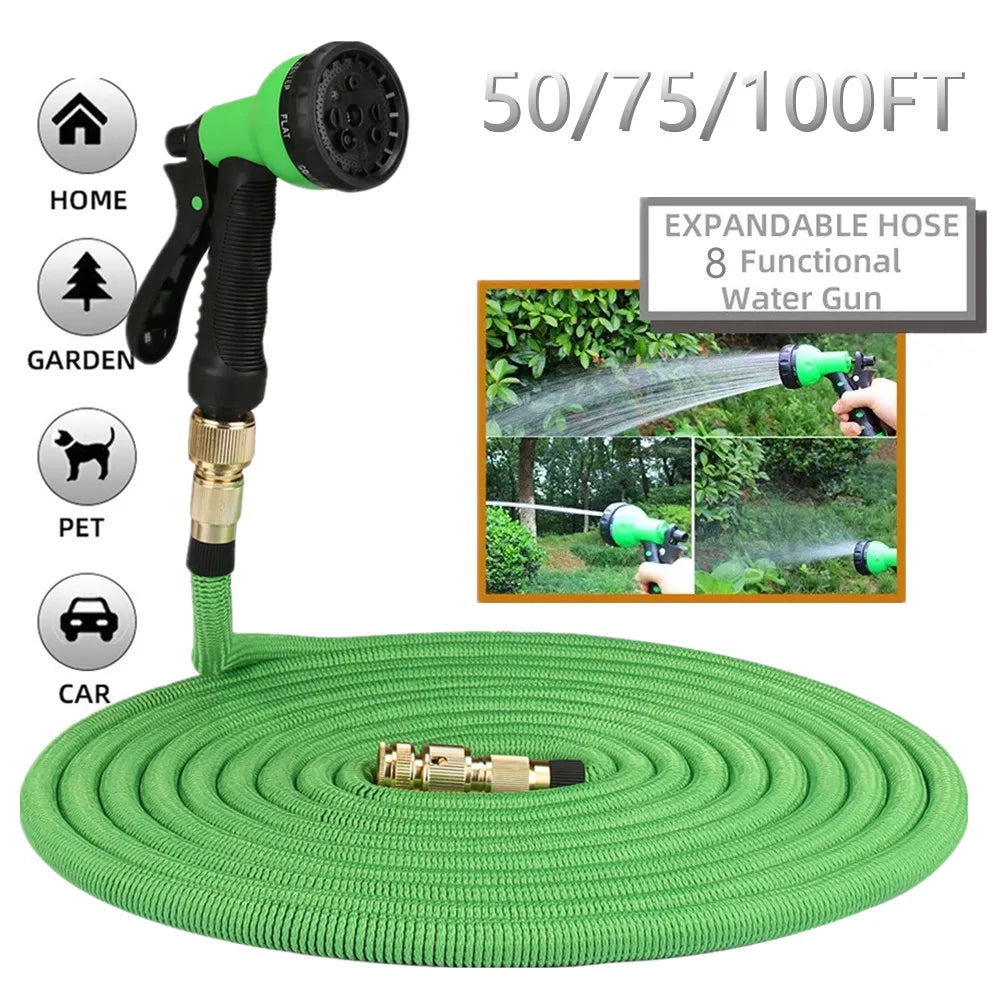 Expandable Garden Hose Reel With Aluminum Connector High Pressure