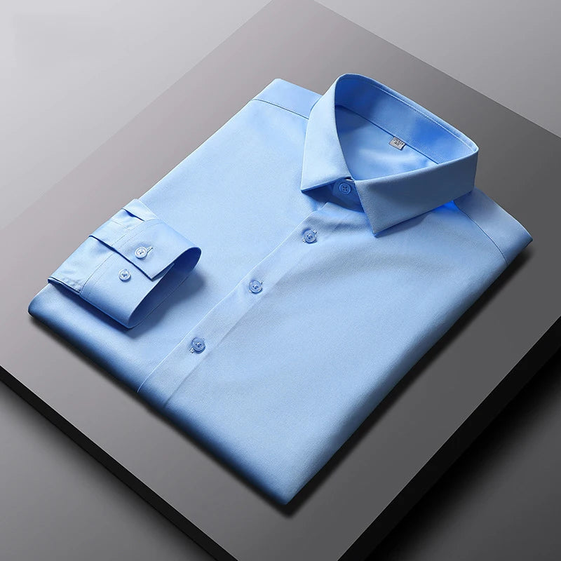 Men's Long Sleeve Non Iron Wrinkle Resistant Business Shirt