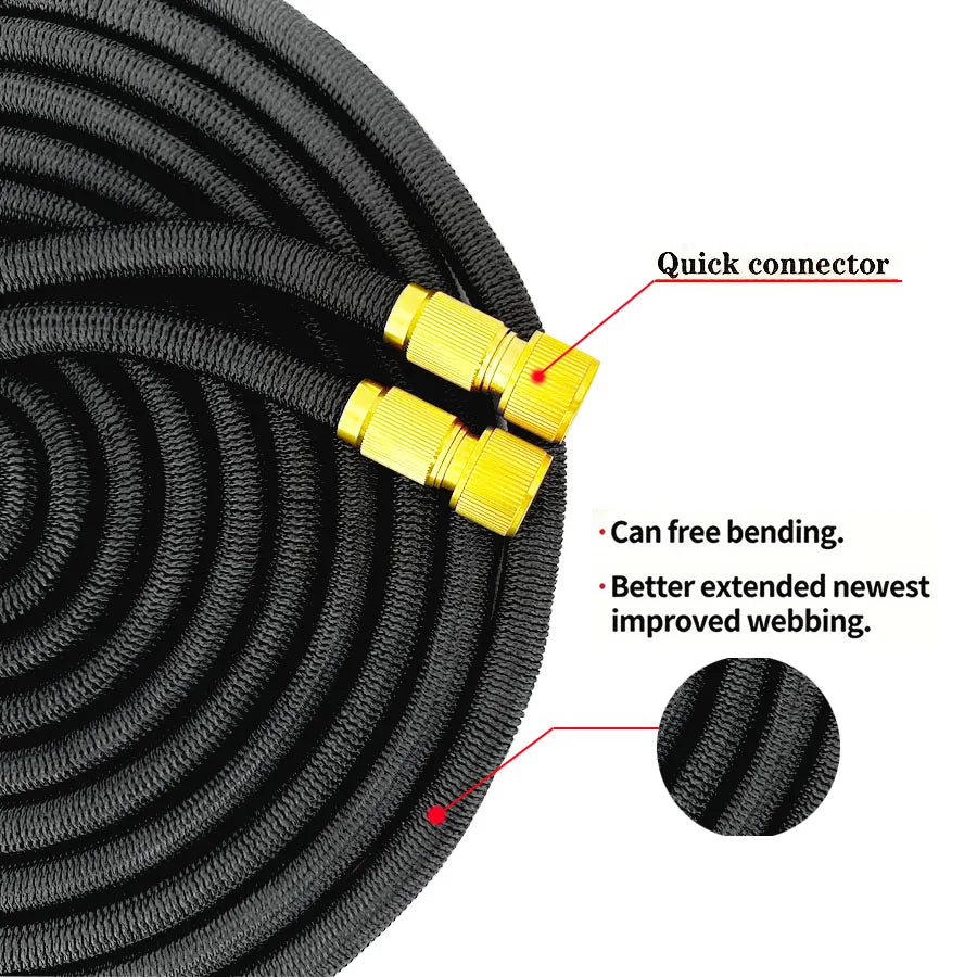Expandable Garden Hose Reel With Metal Connector High Pressure TPE