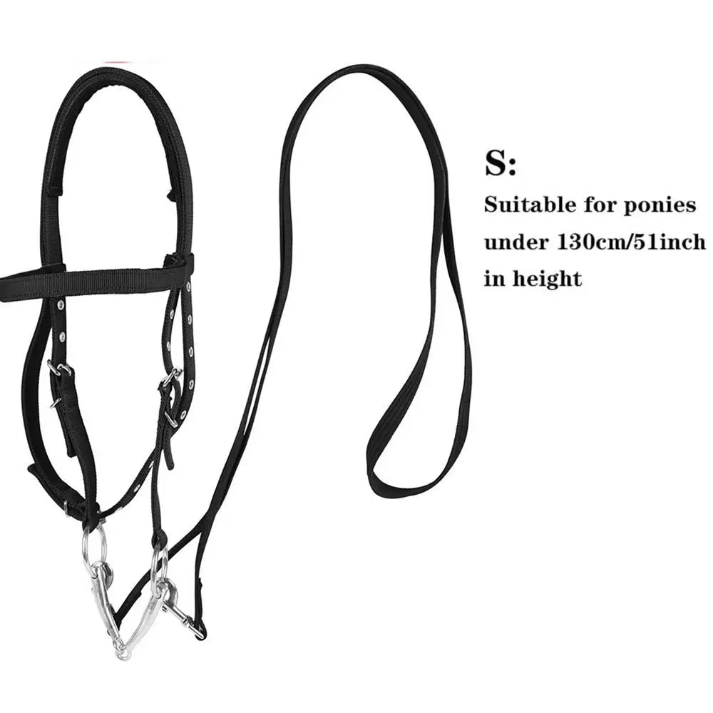 Adjustable Horse Halter And Lead Rope With 3 Buckles Throat Latch Equestrian