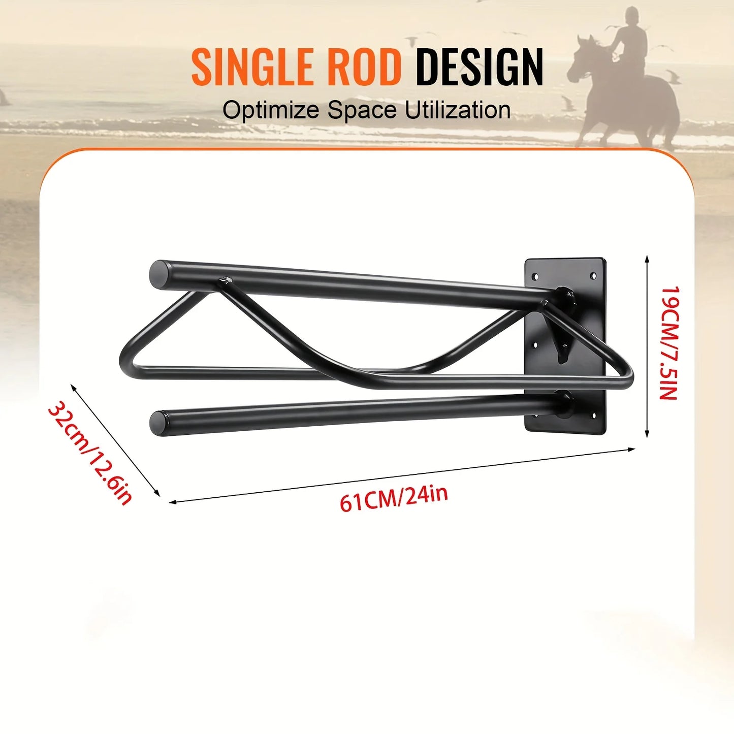 Western Saddle Rack Wall Mount Wrought Iron For Stables Trailers