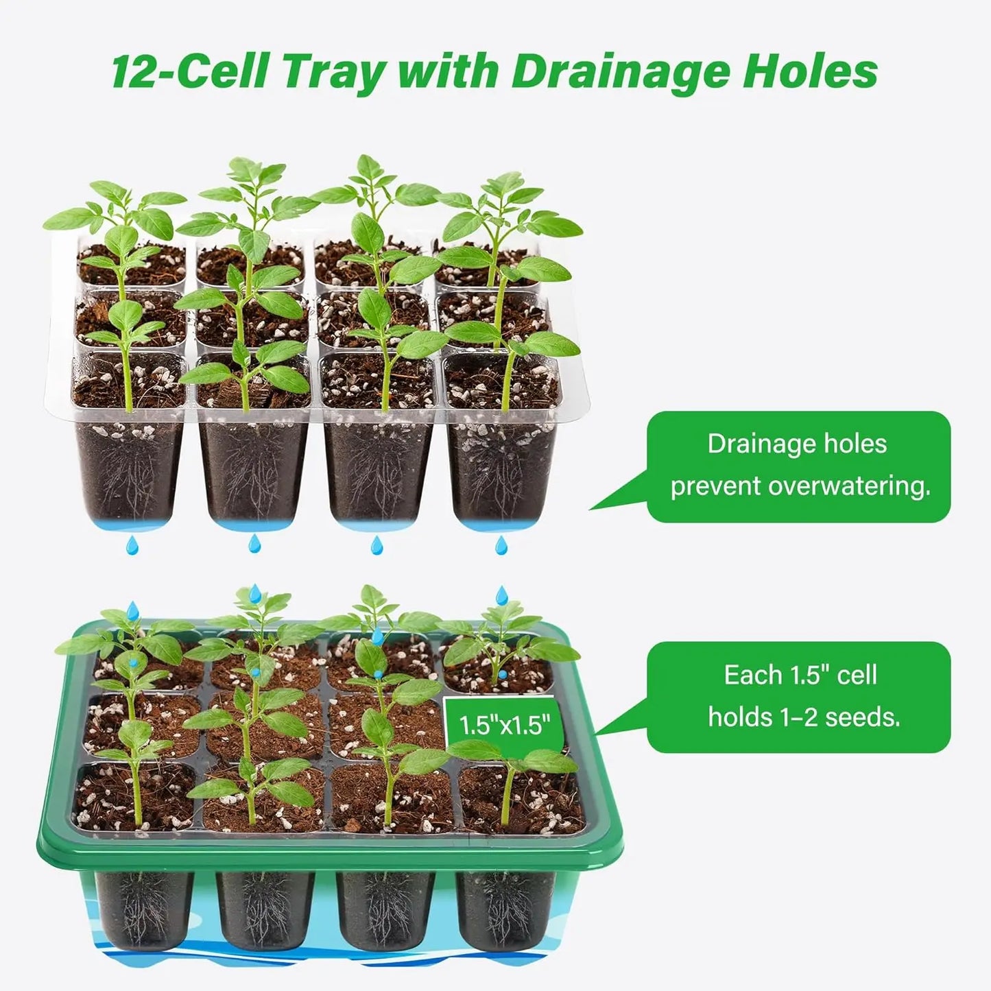 Seed Starter Kit With Adjustable Humidity DomeGuard Propagation Greenhouse Trays