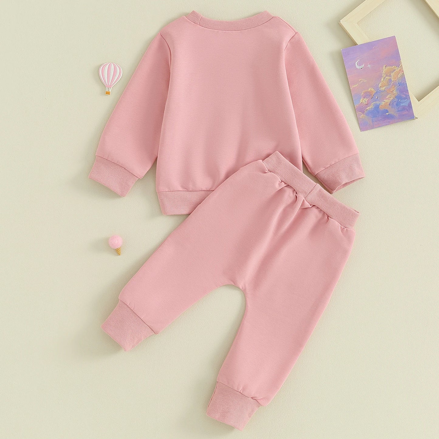 Citgeett Rainbow Print Toddler Unisex Sweatshirt and Pants Set