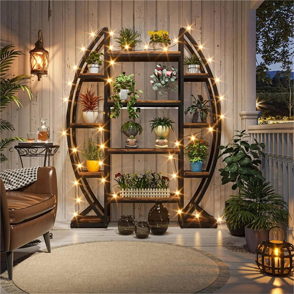 Oval Five Tier Bookshelf Plant Stand Etagere Display Unit