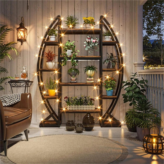 Oval Five Tier Bookshelf Plant Stand Etagere Display Unit