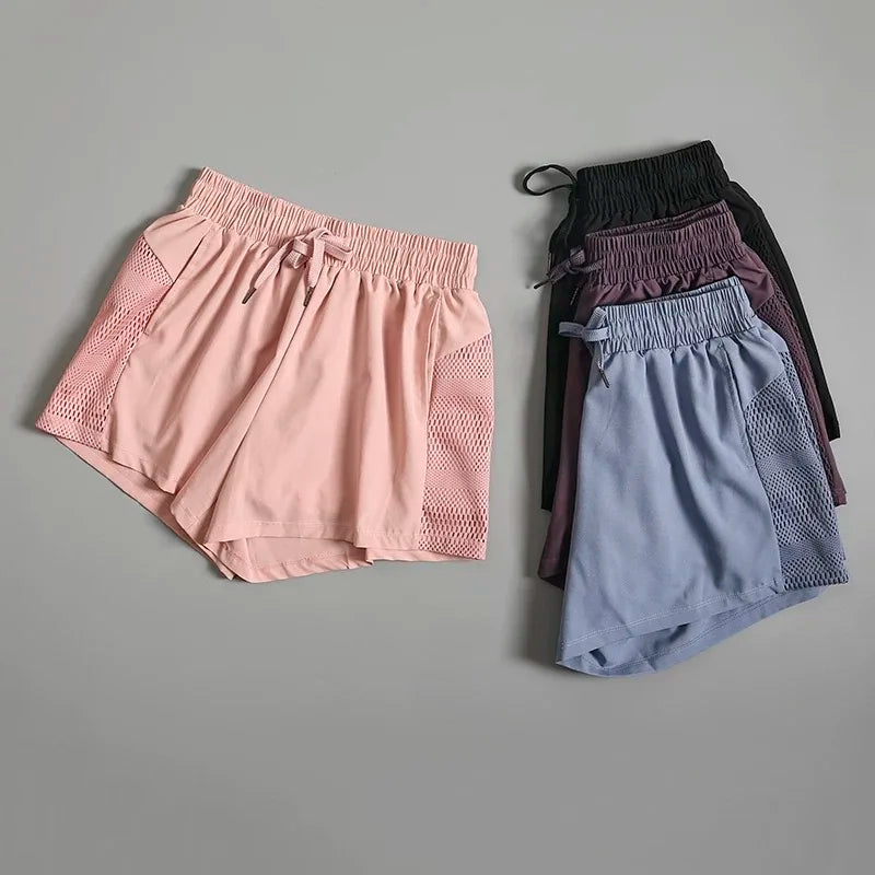 High Waist Yoga Pants Quick Dry Running Shorts With Pockets