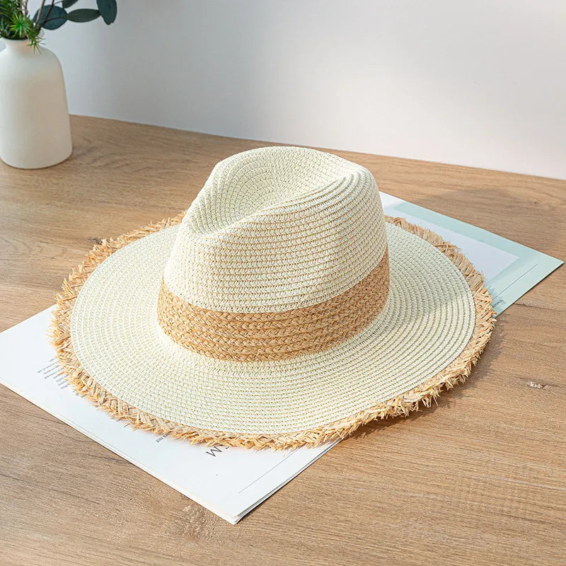 TrancyfineCN Unisex Straw Fedora Hat Travel Beach Sun Hat