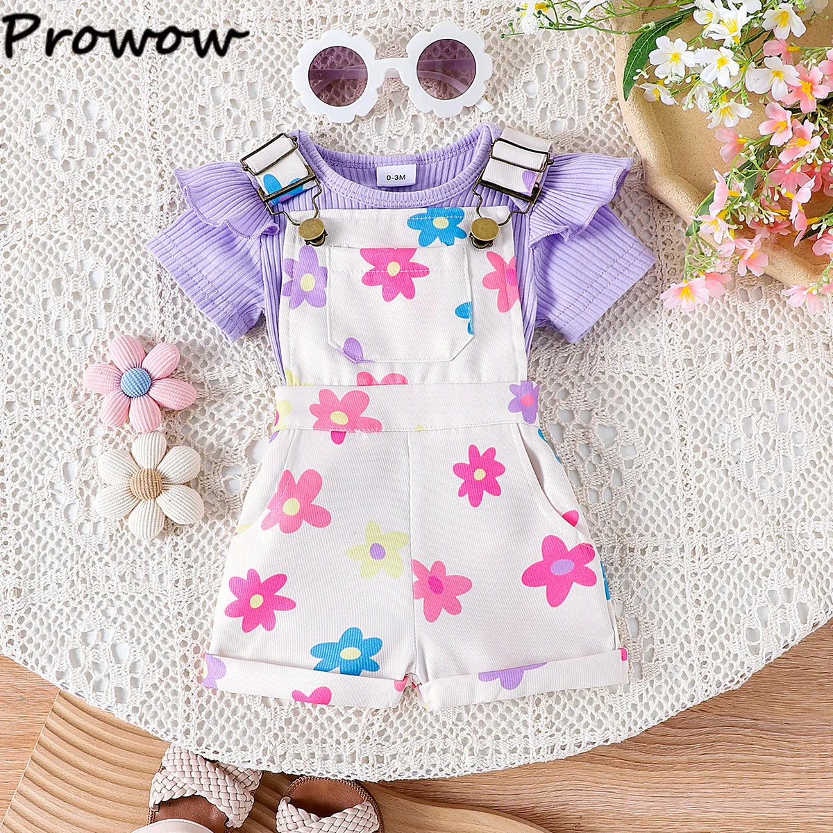 Prowow Toddler Two-Piece Suspender Overalls Set For Baby Girls