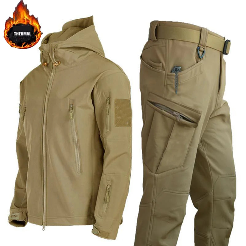 Mazerout Men Tactical Softshell Waterproof Fleece Jacket