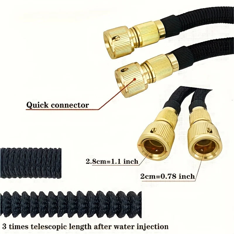 Expandable Garden Hose Reel With Metal Connector High Pressure TPE