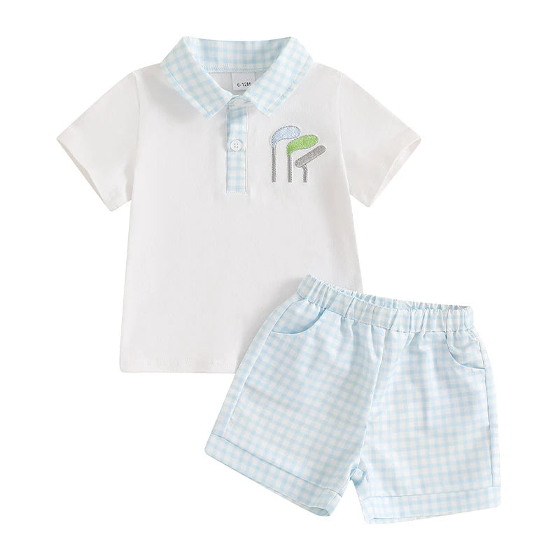 Emmababy Boys 2 Piece Set With Golf Club Embroidery