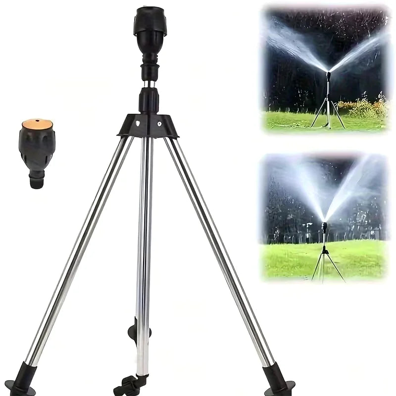 360° Rotating Retractable Lawn Sprinkler, Stainless Steel Irrigation System with Adjustable Tripod & Atomizing Nozzle for Garden