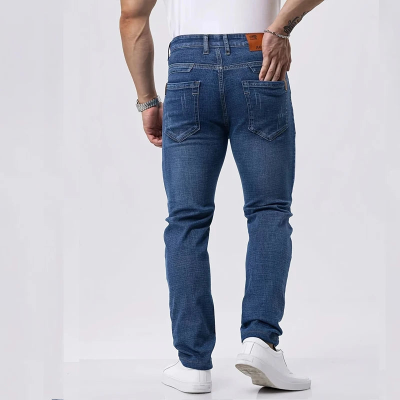 Mens Casual Jeans Slim Fit Stretch Denim Trousers For Spring Autumn