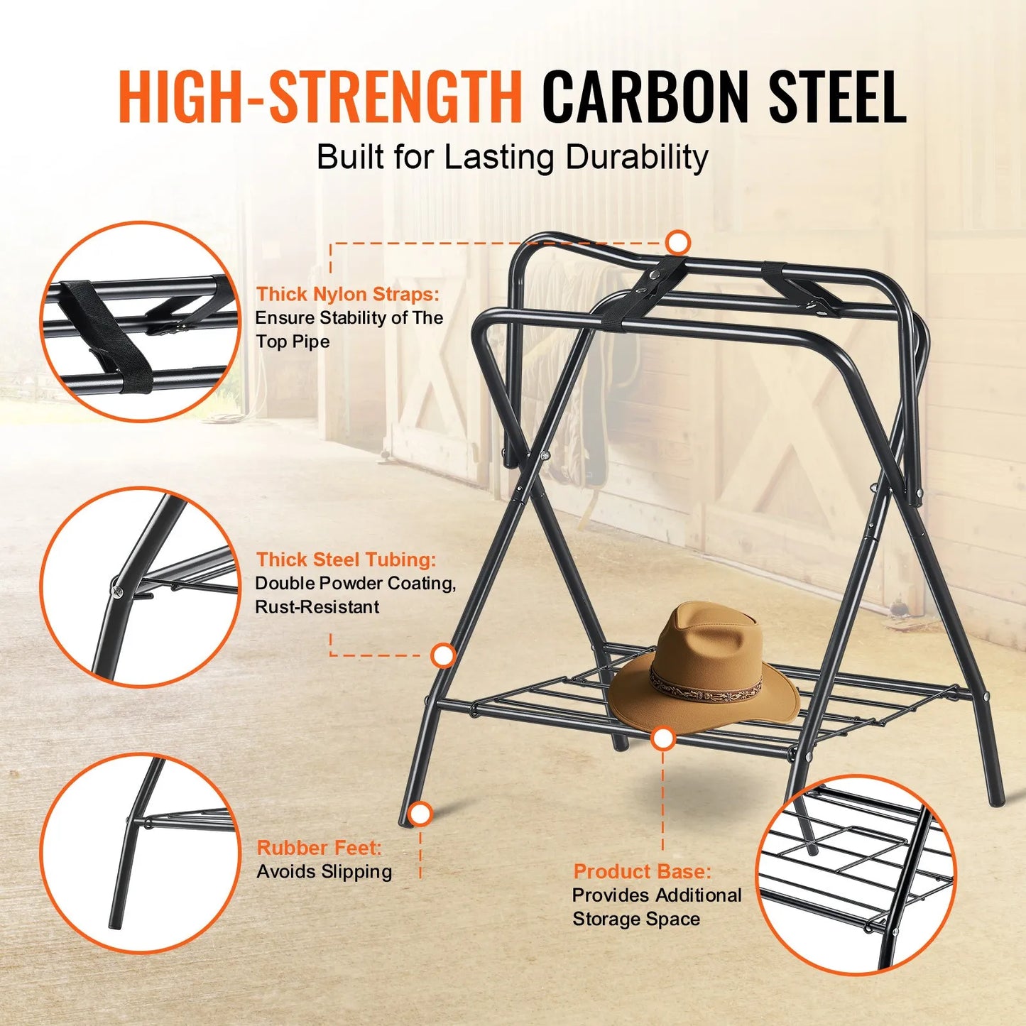 Folding Saddle Rack Freestanding Horse Saddle Stand 2 Pack