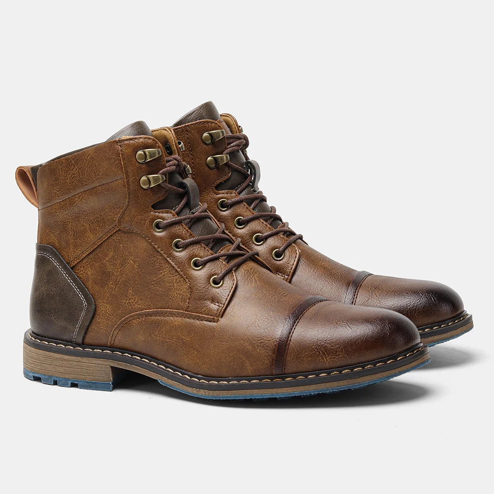 Hecrafted Men's Retro Leather Ankle Boots for Comfortable Spring Fashion and Everyday Wear