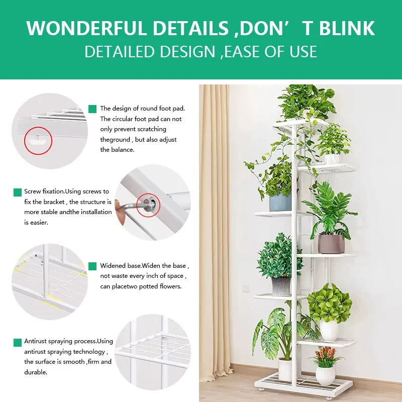Iron Flower Stand Pot Display Shelf For Balcony Garden Decoration